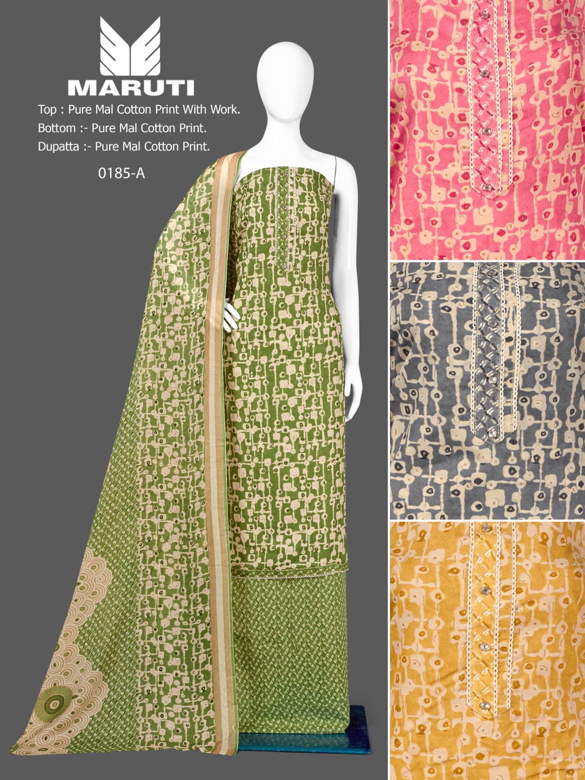 Maruti 185 By Bipson Printed Cotton Non Catalog Dress Material suppliers in India

